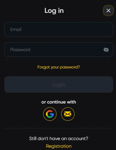 Caswino Online Casino Login and Registration Form